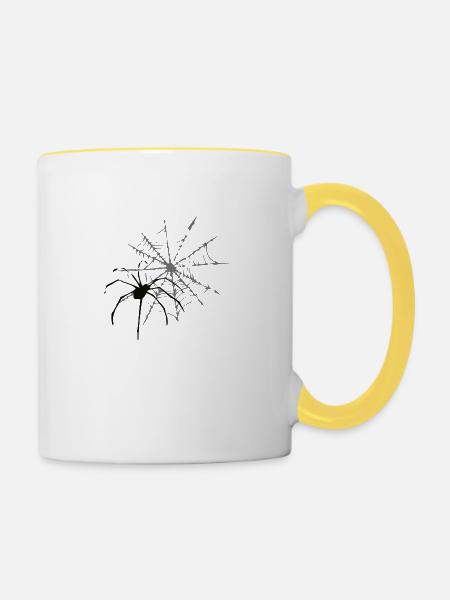 spinnennetz - Tasse zweifarbig - Weiß/Gelb