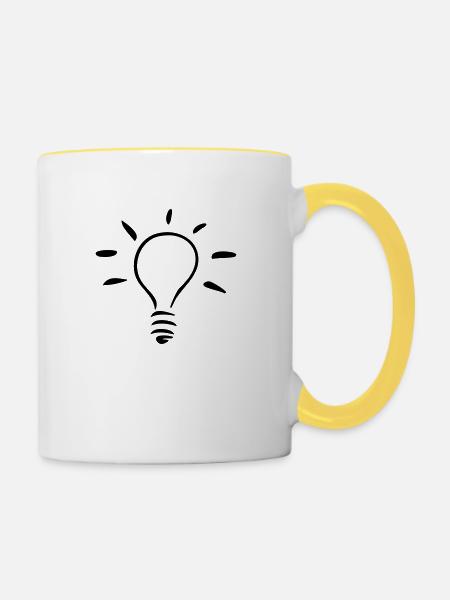 Symbol - Glühlampe - Tasse zweifarbig - Weiß/Gelb