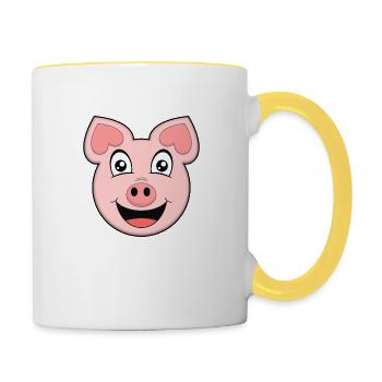 FUNNY PIG - Contrasting Mug - white/yellow - Right