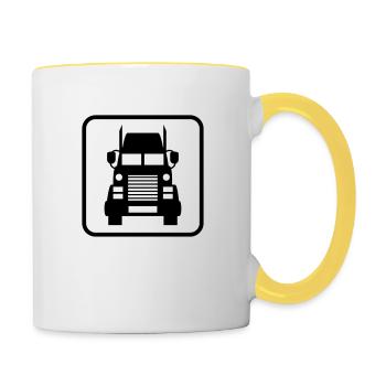 signe de camion camion conducteur de camion conduite voiture - Mug contrasté - blanc/jaune - Droite