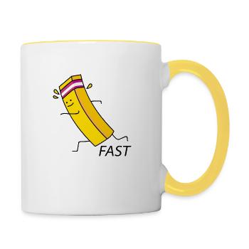 Des frites rapides - Mug contrasté - blanc/jaune - Droite