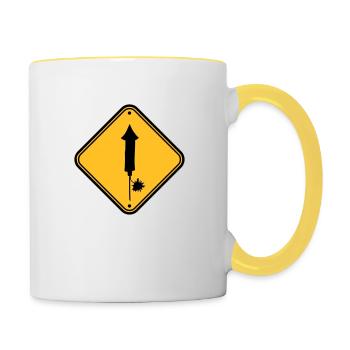danger indication panneau attention danger zone - Mug contrasté - blanc/jaune - Droite