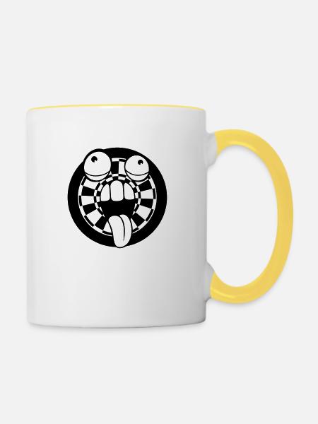 sport fléchettes jouer club arrow cible verru - Mug contrasté - blanc/jaune