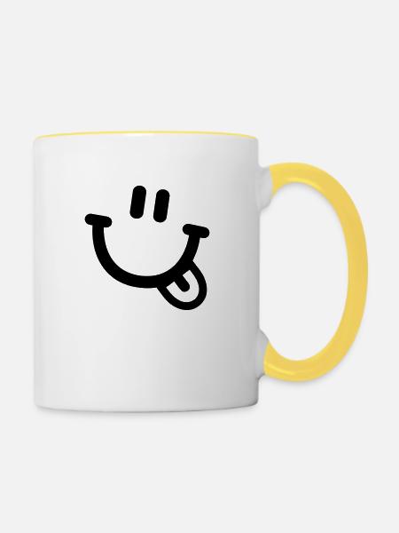Smiley - Tasse zweifarbig - Weiß/Gelb