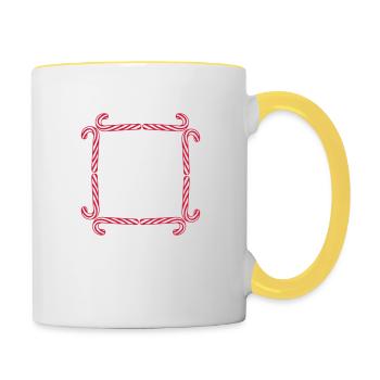 frame shield candy cane delicious candy sugar - Contrasting Mug - white/yellow - Right