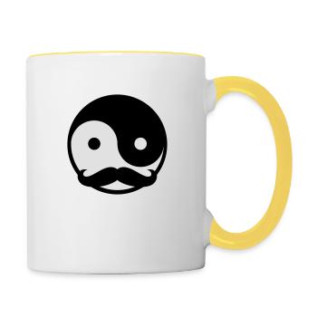 Mustache Yin Yang - Tasse zweifarbig - Weiß/Gelb - Rechts