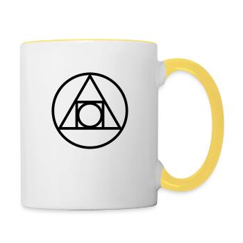 Squaring the circle, alchemical symbol, occultism - Contrasting Mug - white/yellow - Right