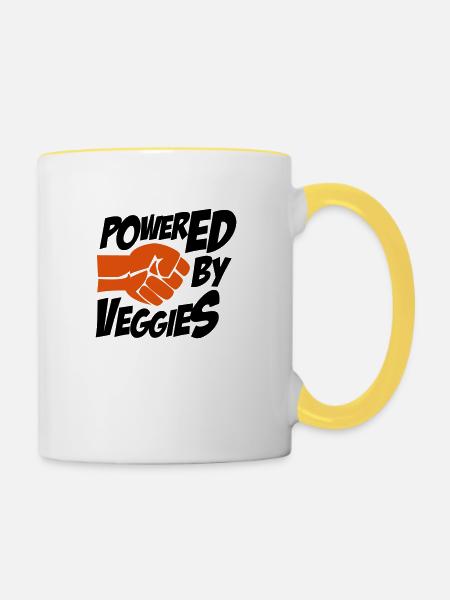 powered by veggies - Tasse zweifarbig - Weiß/Gelb