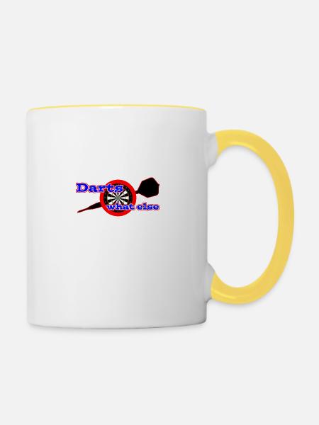 Darts what else - Tasse zweifarbig - Weiß/Gelb