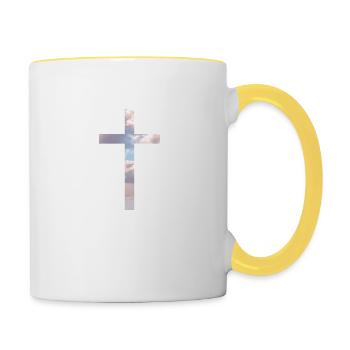Jesus Christus Bibel Kreuz Glaube - Tasse zweifarbig - Weiß/Gelb - Rechts