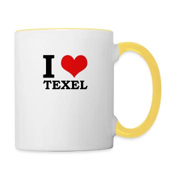I love Texel Insel Urlaub Niederlande Nordsee - Tasse zweifarbig - Weiß/Gelb - Rechts