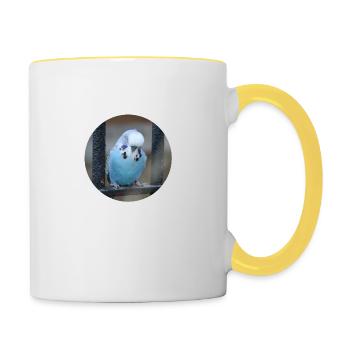 Blauer Wellensittich Wellensittiche - Tasse zweifarbig - Weiß/Gelb - Rechts