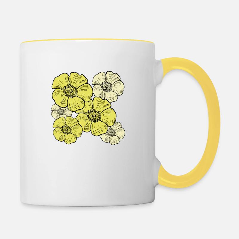 Bluetenmeer yellow - Contrasting Mug - white/yellow