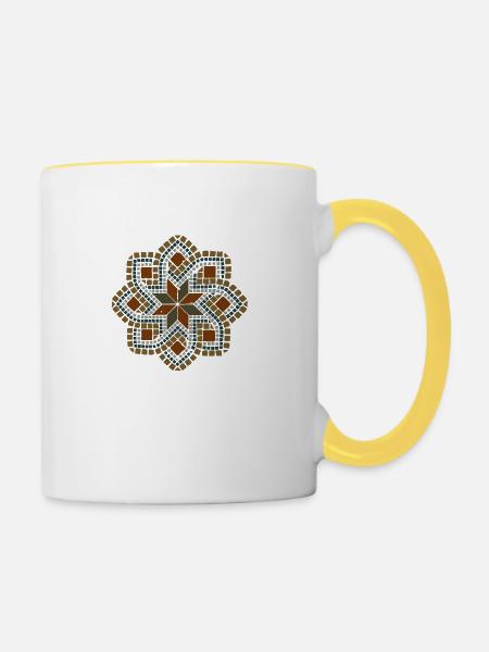 Mosaik Design - Tasse zweifarbig - Weiß/Gelb