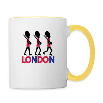 LONDON Text Königin Wache - Tasse zweifarbig - Weiß/Gelb - Rechts