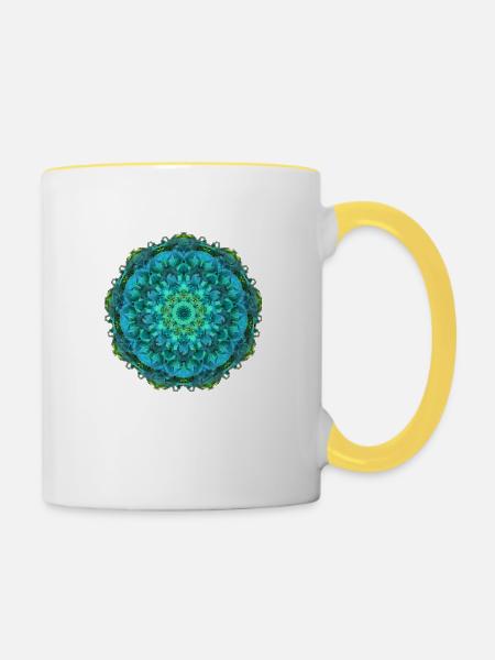 Water Mandala - Tasse zweifarbig - Weiß/Gelb
