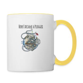 how i became a plogger i gift plogging runner - Contrasting Mug - white/yellow - Right