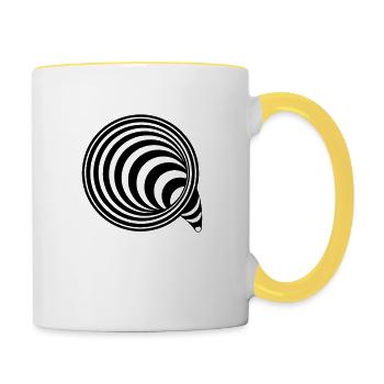 schwarzes Loch - Tasse zweifarbig - Weiß/Gelb - Rechts