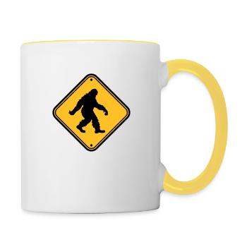 Shield note hazard caution caution zone warnun - Contrasting Mug - white/yellow - Right