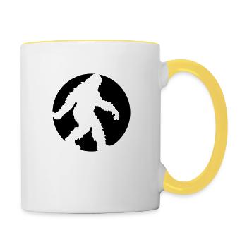circle round logo going running sideways bigfoo - Contrasting Mug - white/yellow - Right