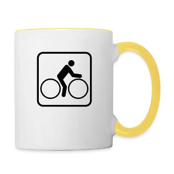 fitness button cool bike ride fast bike - Contrasting Mug - white/yellow - Right