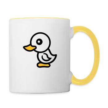 chick chicken baby bird little child sweet cute - Contrasting Mug - white/yellow - Right