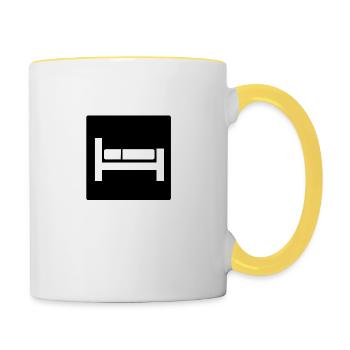 Bett Schild - Tasse zweifarbig - Weiß/Gelb - Rechts