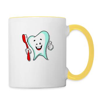 zahn - Tasse zweifarbig - Weiß/Gelb - Rechts