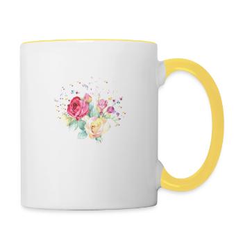 Bouquet Bouquet de roses Roses - Mug contrasté - blanc/jaune - Droite
