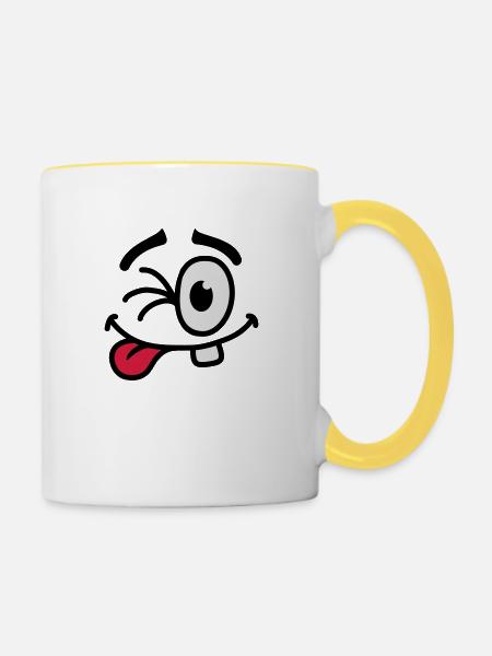Cool Smiley Face - Tasse zweifarbig - Weiß/Gelb