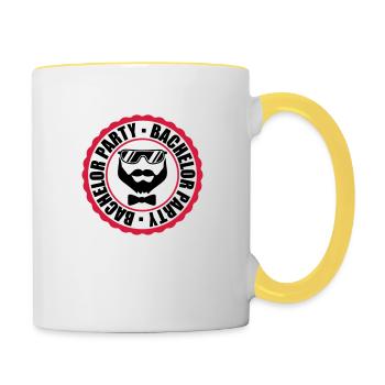 circle ring stamp team bachelor party bache - Contrasting Mug - white/yellow - Right