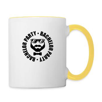 bachelor party stamp circle ring team bache - Contrasting Mug - white/yellow - Right