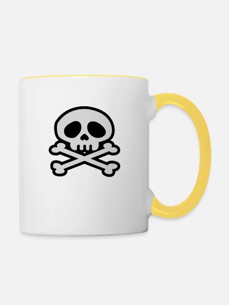 totenkopf - Tasse zweifarbig - Weiß/Gelb