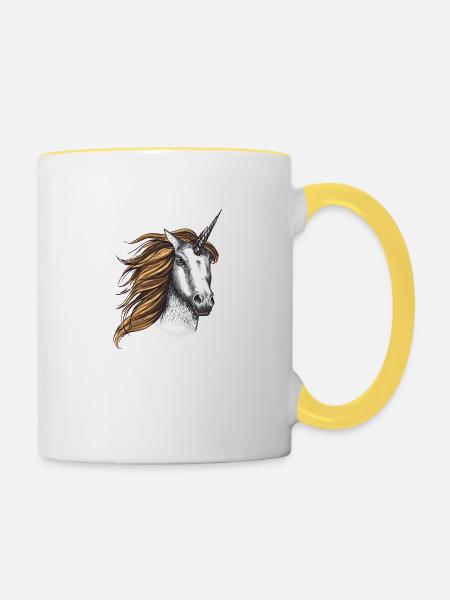 Licorne - Tasse zweifarbig - Weiß/Gelb