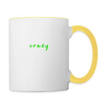 beware of crazy frog lady - Contrasting Mug - white/yellow - Right