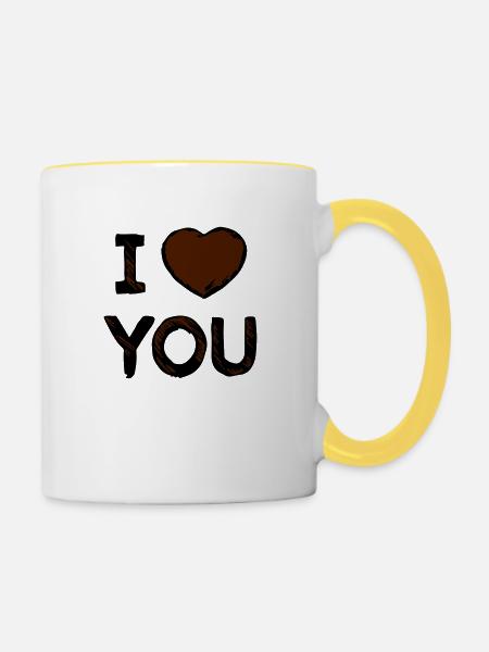 I love you - Tasse zweifarbig - Weiß/Gelb