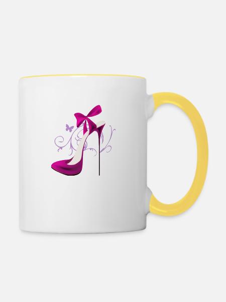 High-Heel - Tasse zweifarbig - Weiß/Gelb