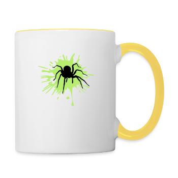 spider spider blob graffiti drops color b - Contrasting Mug - white/yellow - Right
