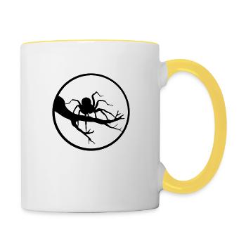 nacht mond abend rund kreis ast baum sonne spinne - Tasse zweifarbig - Weiß/Gelb - Rechts