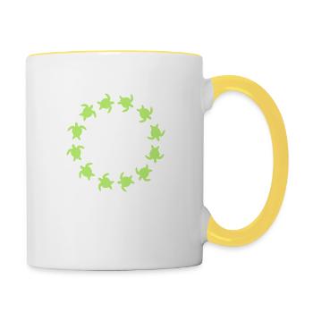 circle ring round little children babys boy sweet ni - Contrasting Mug - white/yellow - Right