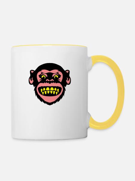 monkey monkey Grimasse 8 - Tasse zweifarbig - Weiß/Gelb