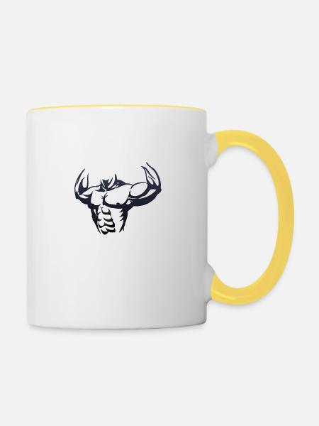 Muskel - Tasse zweifarbig - Weiß/Gelb