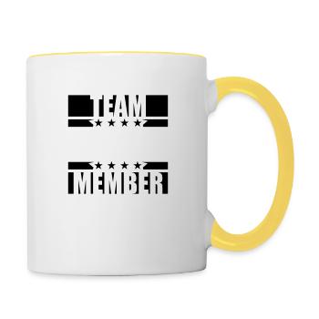 member team crew amis fête membre - Mug contrasté - blanc/jaune - Droite
