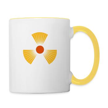 leuchten atom symbol radioaktiv atomar zeichen gef - Tasse zweifarbig - Weiß/Gelb - Rechts