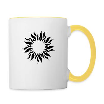 Sun-Ornament1 - Tasse zweifarbig - Weiß/Gelb - Rechts