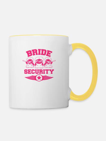 Bride Security Penguins - Tasse zweifarbig - Weiß/Gelb