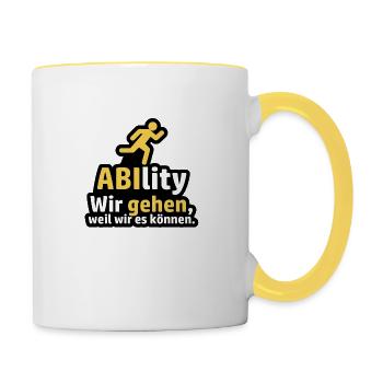 Ablity We're leaving because we can say it - Contrasting Mug - white/yellow - Right