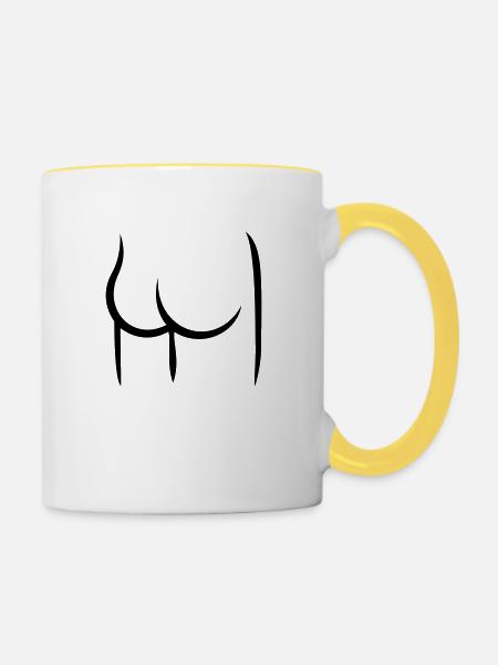 Hintern / butt (1c) - Tasse zweifarbig - Weiß/Gelb