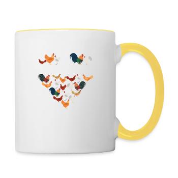 Poulet Animal Cadeau De Poulets · Fou - Mug contrasté - blanc/jaune - Droite