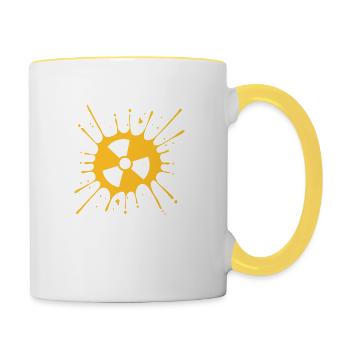 vorsicht atomar symbol radioaktiv warnung hinweis - Tasse zweifarbig - Weiß/Gelb - Rechts